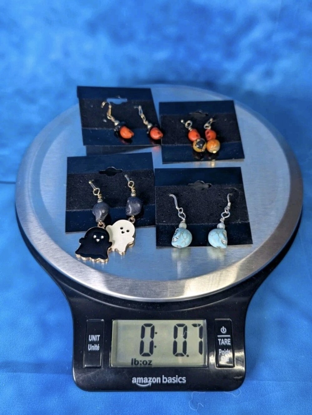 Handmade Beaded Halloween Earrings Lot Of 4 Skull Ghost Pierced Ears